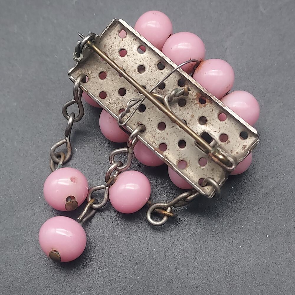Miriam Haskell Brooch Early 1940s Unsigned Pink B… - image 3